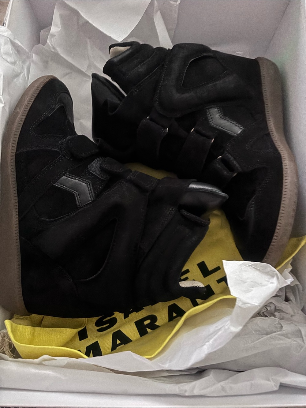 Isabel Marant Black High-Top Wedge Sneakers with Gray Soles